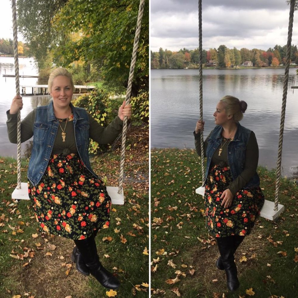 LuLaRoe Amelia Vintage Rose Dress w/Pockets